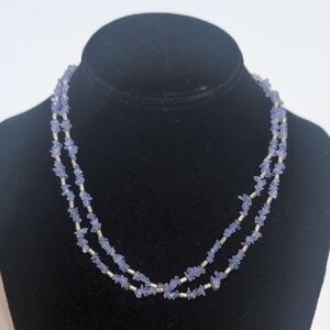 Sterling Silver Tanzanite Beaded Double Strand Necklace